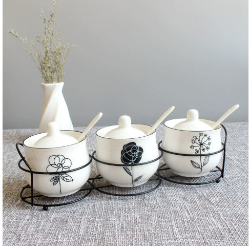 Household Kitchen Utensils Seasoning Storage Box Seasoning Box Ceramic European Style