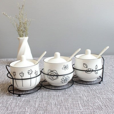 Household Kitchen Utensils Seasoning Storage Box Seasoning Box Ceramic European Style