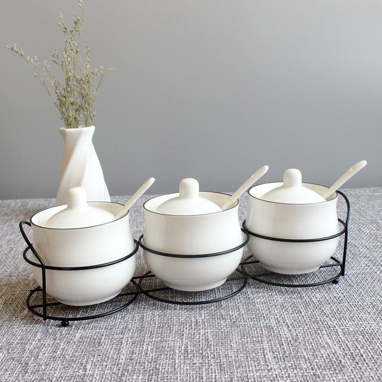 Household Kitchen Utensils Seasoning Storage Box Seasoning Box Ceramic European Style