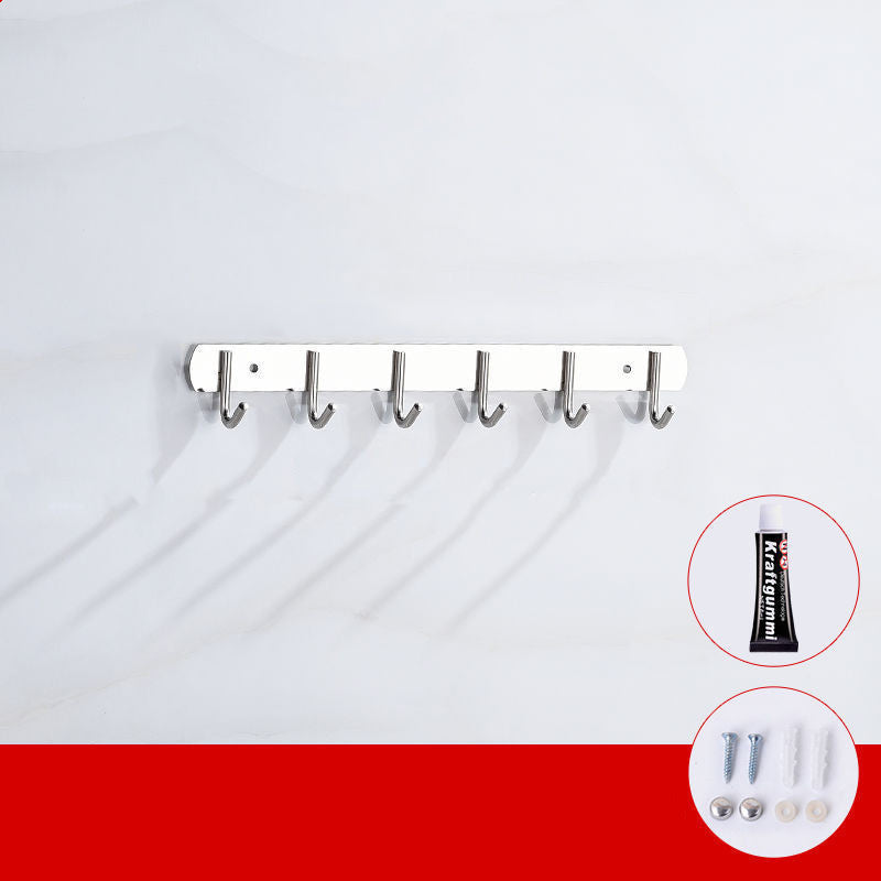 Punch-free Thickened Stainless Steel Hook Rack Kitchen Utensils Row Hook Storage