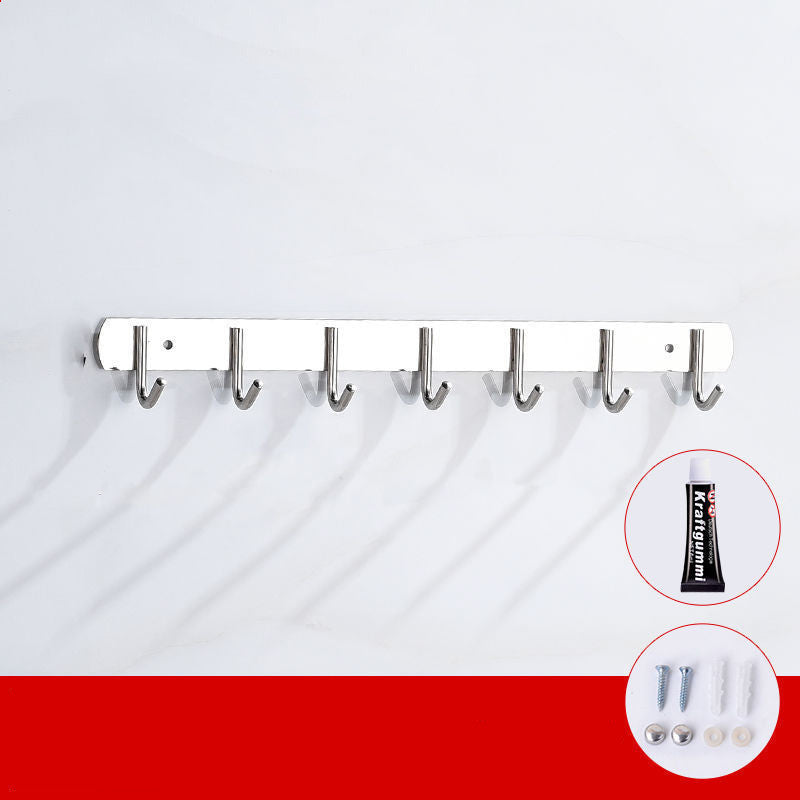 Punch-free Thickened Stainless Steel Hook Rack Kitchen Utensils Row Hook Storage